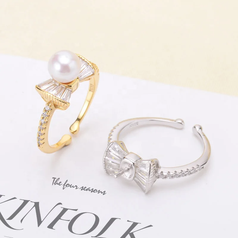 

DIY 6-7mm Pearl Ring 925 silver Accessories Natural freshwater Pearl ring simple style ring