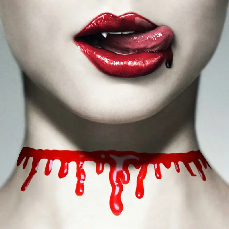 

Halloween Decoration Scary Creative Vampire Necklace Party Decor Bleeding Blood Choker Necklace