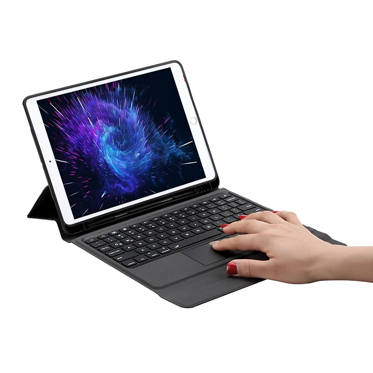 

Rotatable 7 Color Backlight Touchpad Wireless Keyboard Case for 10.2 inch iPad 8th Generation (2020), 7th Gen, Air 3, Pro 10.5, Black/customized colors