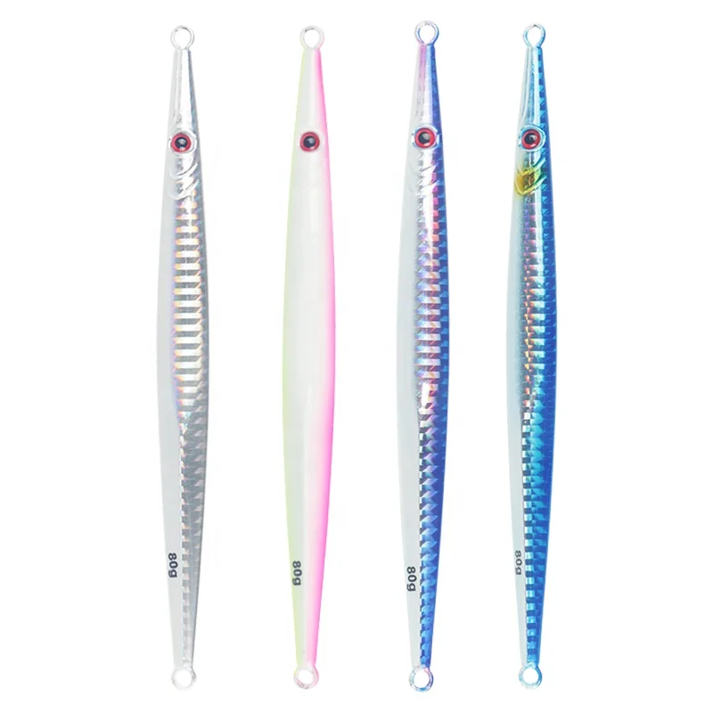 

Jigging 60g 80g Slow 3D eyes Sea Artificial Luminous Bait Hard Fishing Lure, As picture