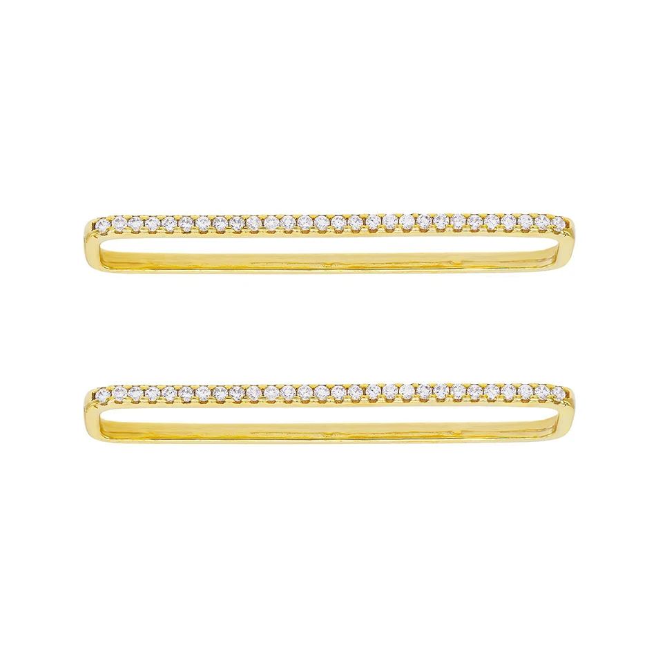 

925 sterling silver women gift earrings jewelry 18k gold plated pave bar cartilage ear cuff