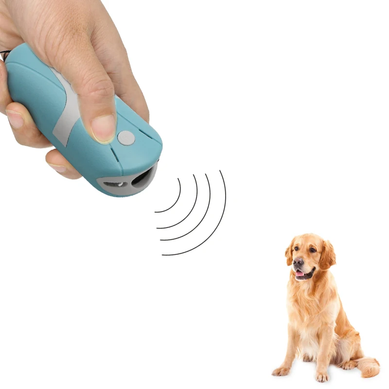 

Ultrasonic Sound Wave Dog Trainer Protable Battery Power Dog Cat Repeller with Strong White Light, Black and blue to choose