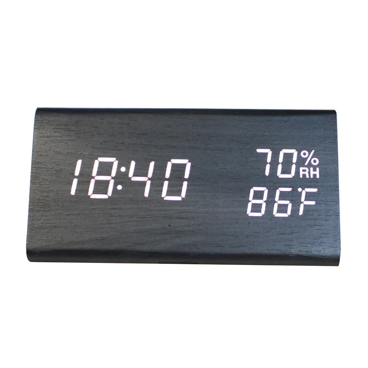 
Digital Alarm Clock 3d Led Digital Clock Wooden Electronic LED Time Display 3 Alarm Settings Humidity&Temperature with Led Clock  (1600074127610)