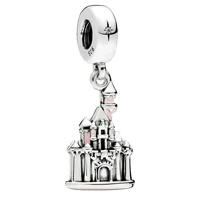 

925 sterling silver castle pendant for charms bracelets DIY silver pendants