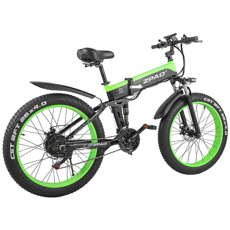 

2019 New Arrival 48V 12AH 500W Folding Electric Bicycle With 26"*4.0 Fat Tyre, Red/green