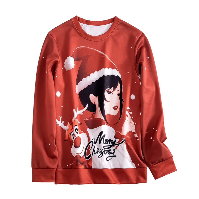 

2021 New Design Fall women clothes pullover red jacket Jumpers custom Ugly Christmas sweater for women sweatshirt