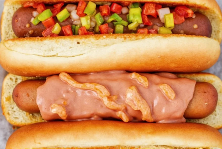 Platter of various spiced hot dogs arranged beautifully