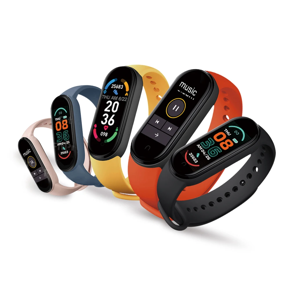 

Hot Sales M6 Smart Watch Fitness Tracker Blood Pressure Mi Bracelet Heart Rate Monitor Waterproof M6 Sport Band, Multicolor