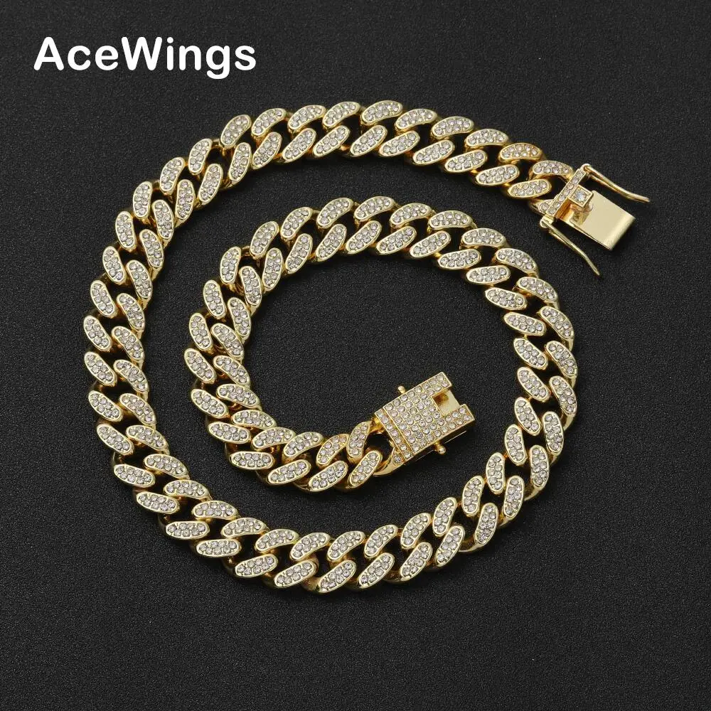 

AC003 12mm Alloy crystal Cuban Chain Hip Hop Iced out Necklace Bling bling Jewelry