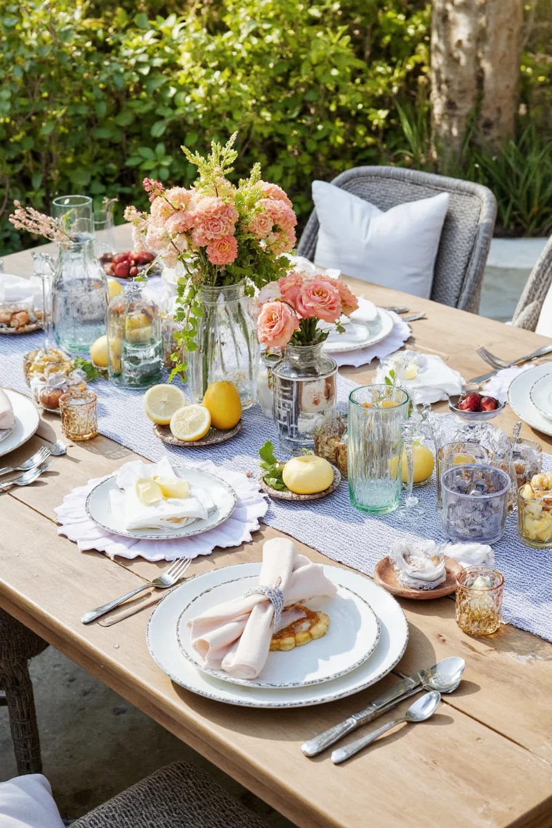 Wooden name cards on a table