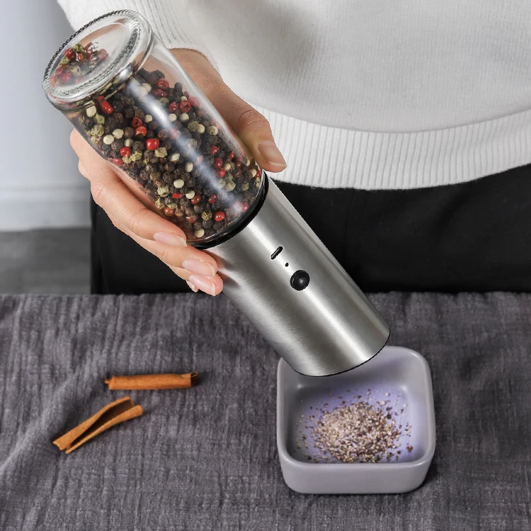

Kitchen Utensils Rechargeable USB Ceramic Burr Spice Grinder Manual Gravity Electric Salt and Pepper Grinder