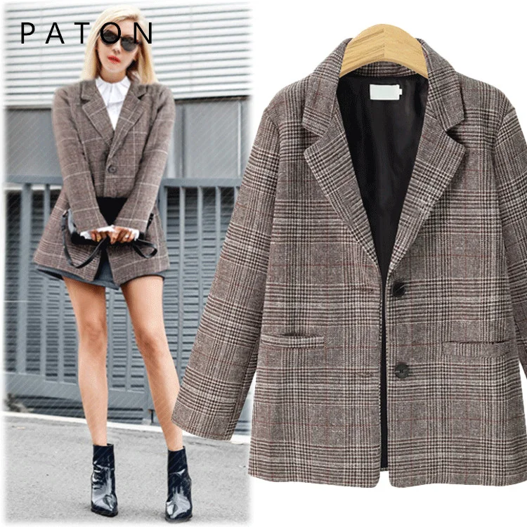 

Best Selling Front Pocket Design shaoxing Plaid blazer Ladies Formal suits for women office, Front pocket design blazers customized color