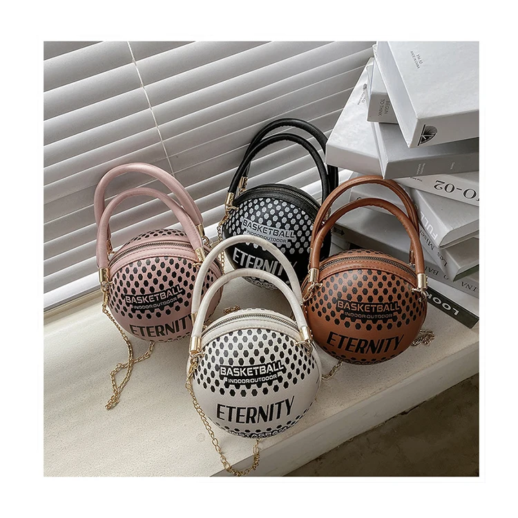 

Designer Women Small Round Handbags PU Basketball Shaped Crossbody Bags Fashion Ladies Letters Ball Totes Purses Chain Hand Bags