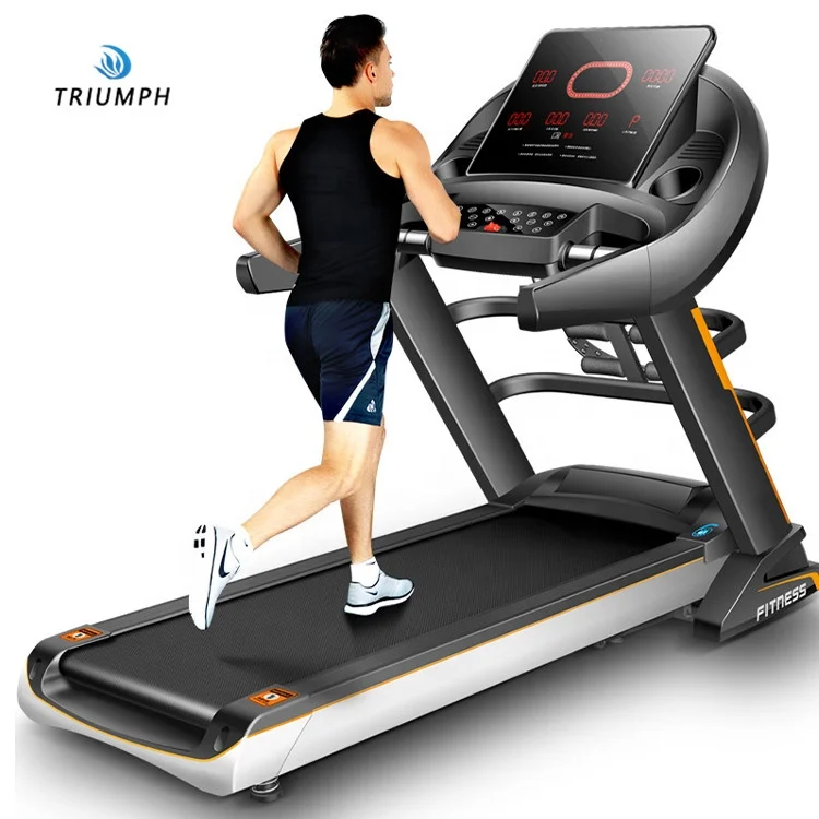 

2021 best selling 15.6 hours LED dual-screen display 4.0hp silent TV a treadmill with a net weight of 100kg load-bearing 150kg, Black