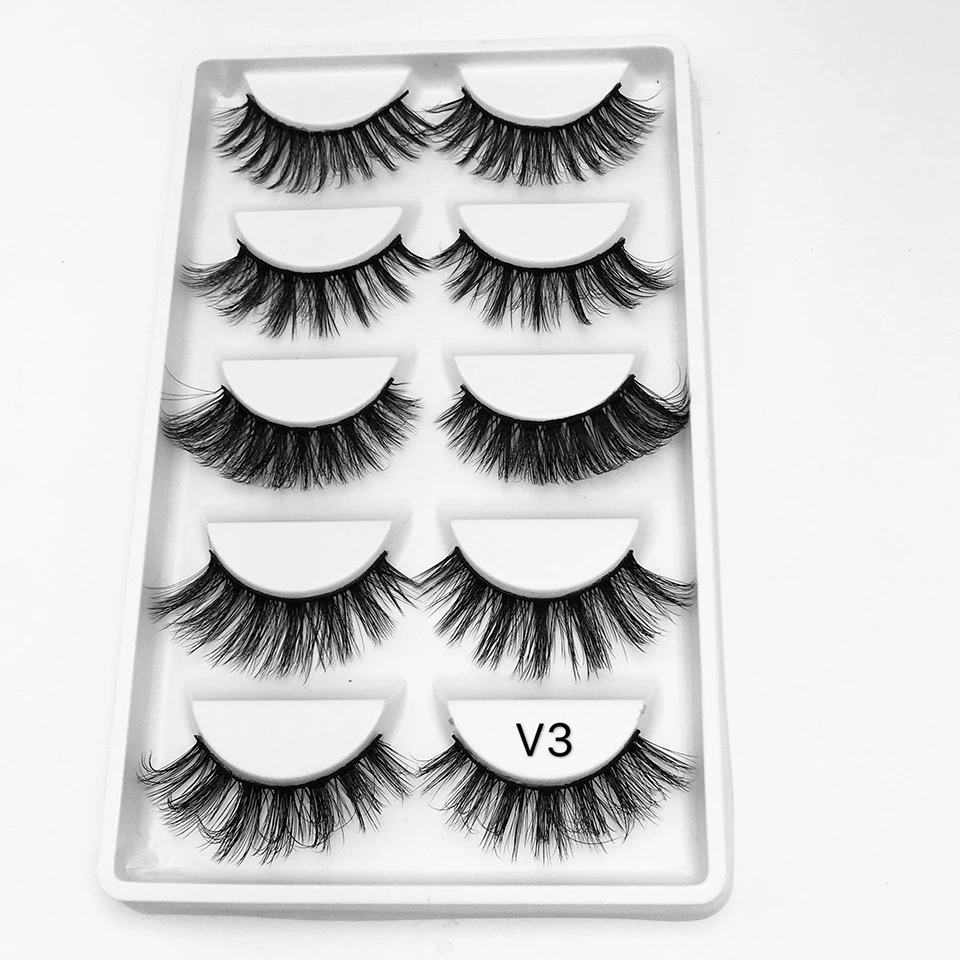 

Wholesale New Products 5 Pairs Of Fashion Faux Mink Hair False Eyelashes 3D Handmade Natural Thick Eyelashes
