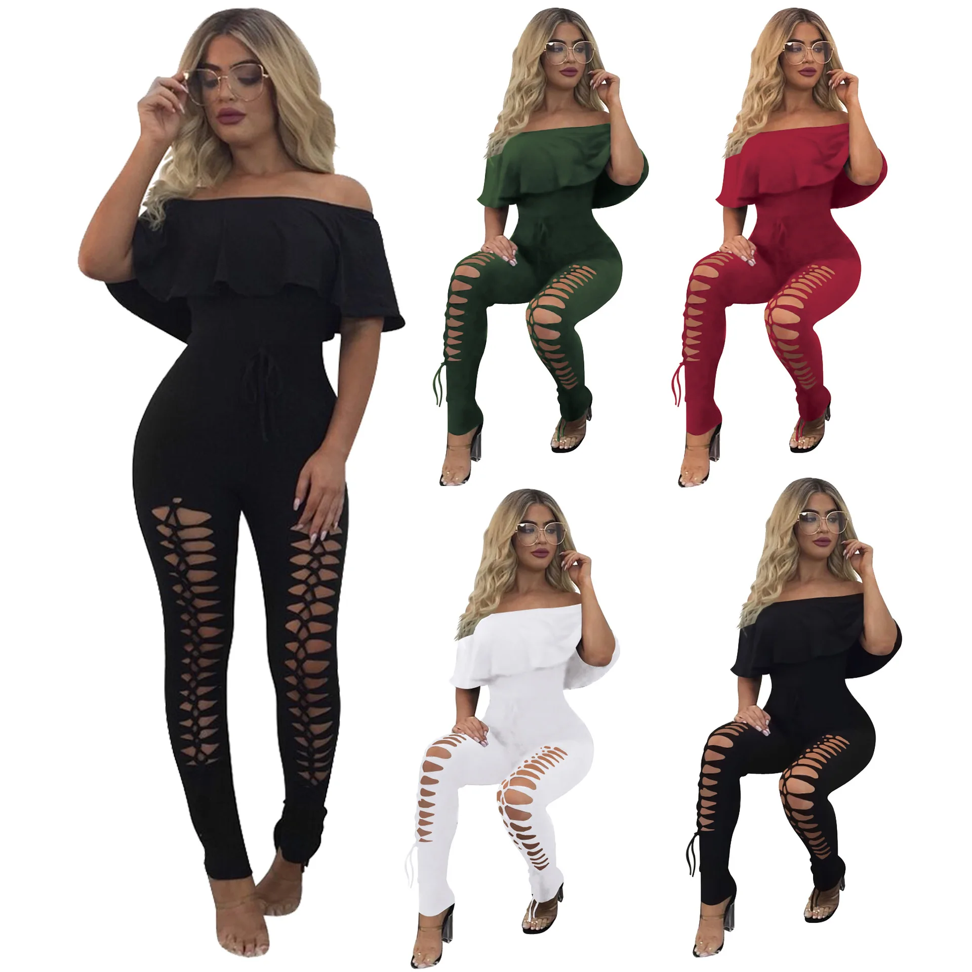 

One Piece Bodycon Jumpsuit Sleeveless Summer Jumpsuits For Ladies Sexy Rompers With Holes