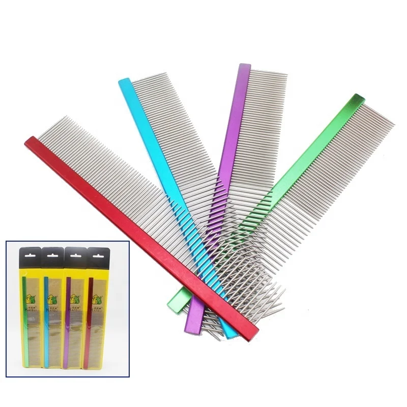 

Colorful Stainless Steel Metal Massage Grooming Teeth Needle Pet Dog Comb for Cat Dog