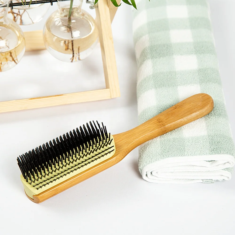 

Bamboo massage hair comb recycled plastic nylon needle hair comb