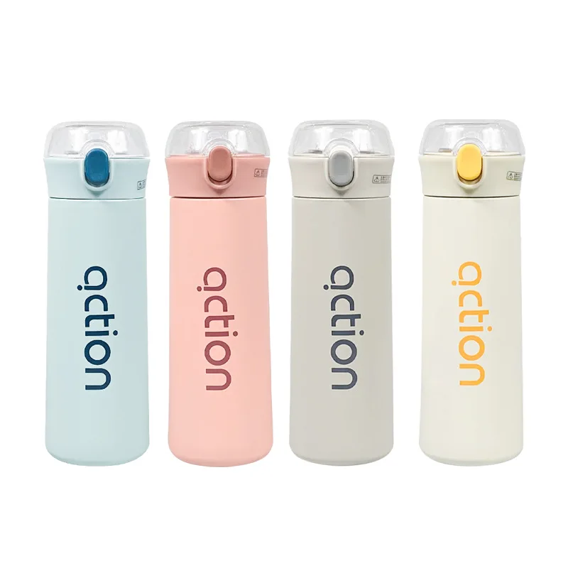 

New Creative Cute Bounce Cover Diagonally Portable Student School Water Cup Girl Super Cute Straw Insulation Cup, Black/white/red/green/blue