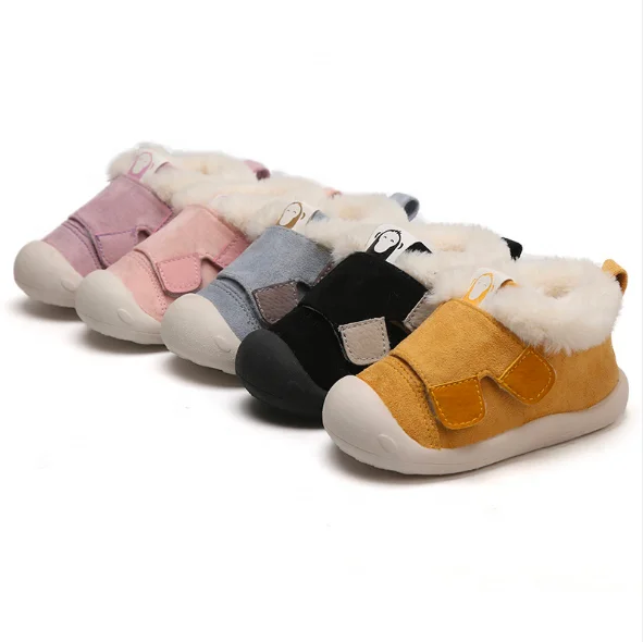 

2021 winter wholesale plush insole footwear anti-slip kids boys and girls toddler baby prewalk indoor outdoor baby shoes
