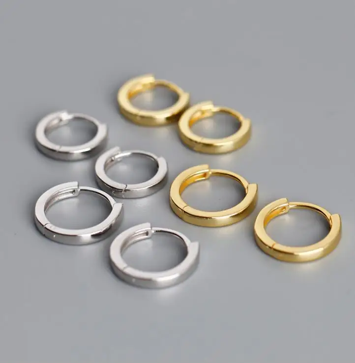 

Wholesale 100% 925 Sterling Silver Jewelry 18K Gold Plated mini plain gold hoop earring for Women Girls