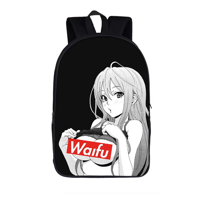 

Sugoi Senpai Anime Waifu Sublimation Printed School Bags For Teenager Girl Boys School Backpack 16 Inches Bags Knapsack for Kids, Black with graphic prints