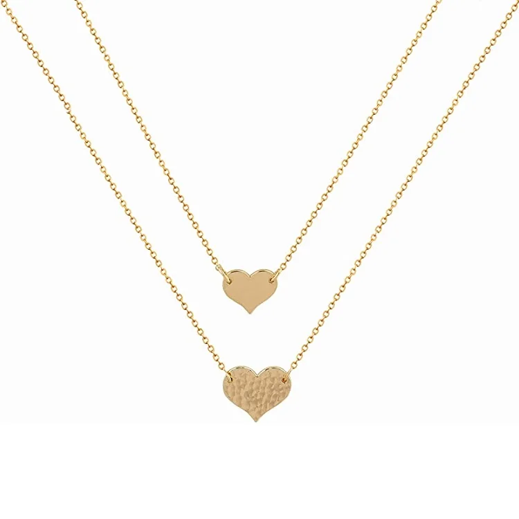 

Fashion Low MOQ Heart Necklace Gold Layered Necklace for Women, Gold color