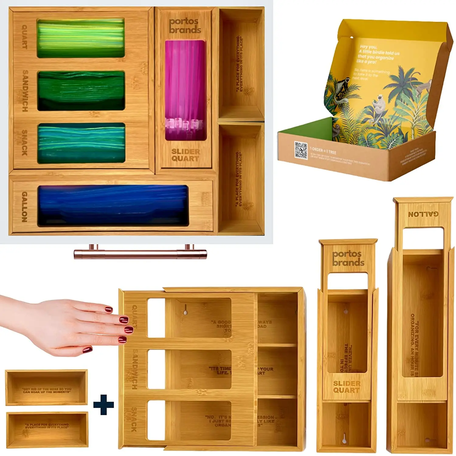 

Return to Nature 5 Piece bamboo wooden kitchen drawer organizer Set, Wooden Desk Storage Box Kit Multi-use Junk Drawer Organizer, Natural bamboo color