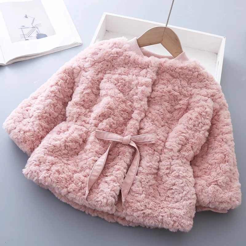 

B54049A Children's wear little girls winter warm fashion pure color coat, Shown