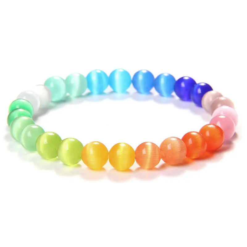 

Free Shipping 2021 Latest Stone Jewelry Fashionable Natural Crystal Healing Yoga Colorful Cat's Eye Bracelets for Women