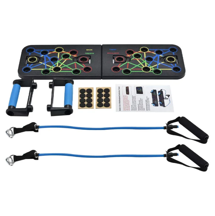 

Other Fitness Equipment 23 Multi-fonction Foldable Push Up Bar Stand+Resistance Rope Band For Home Workout Training, Black