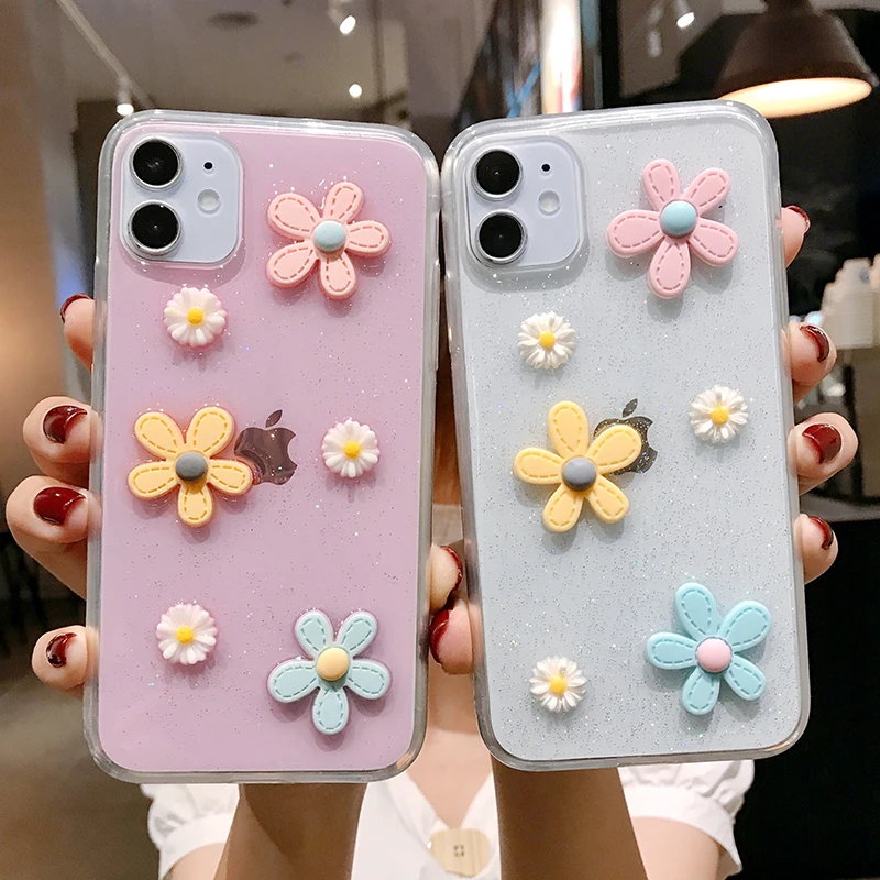 

3D Flower Protective Soft TPU Phone Case for iPhone 12 Pro Max 11 XR XS Max 7