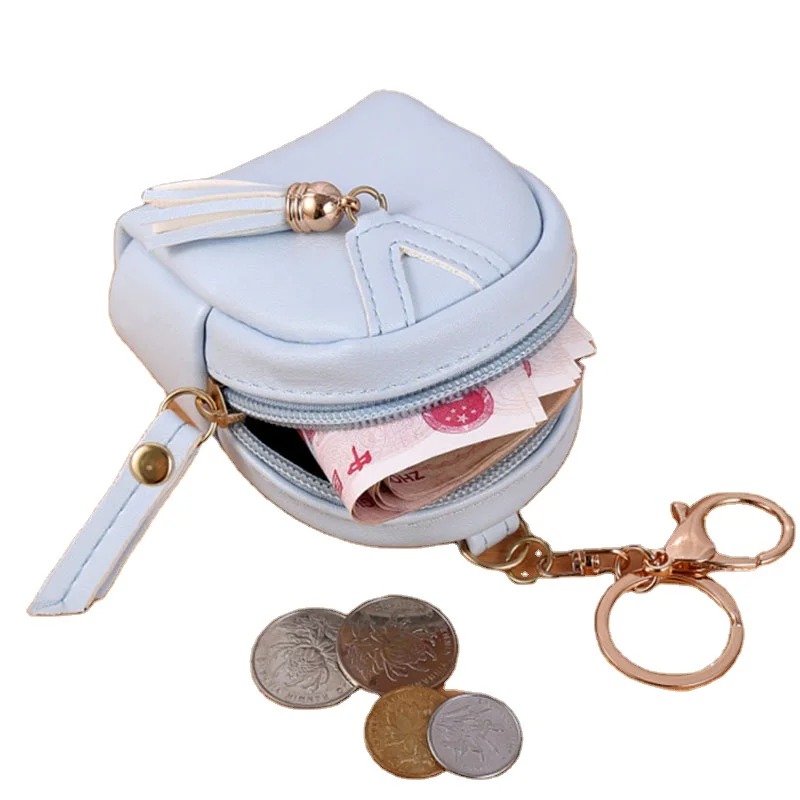 

Creative Cute Small Schoolbag Female Car key Cover Ring Waterproof Mini PU Leather Multi Function Key Coin Purse Case, 4 colors