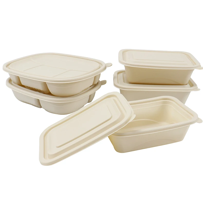 

factory price eco friendly 650ml fast food biodegradable packaging box disposable corn starch lunch box meal prep container