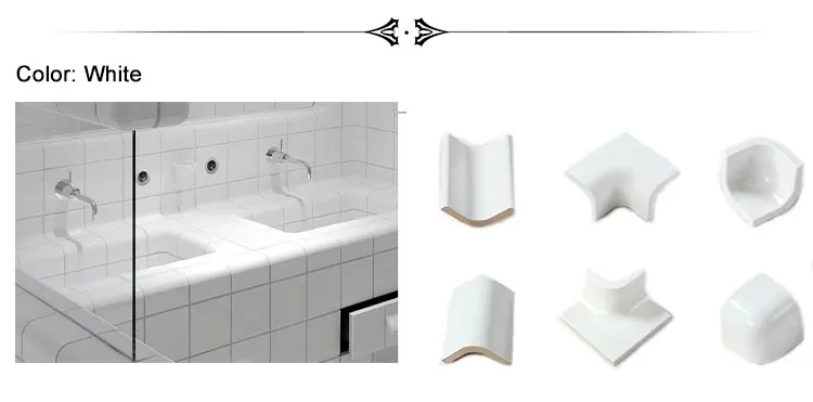 Kitchen Waist-line Ceramic Tile Trims Dark Green Color