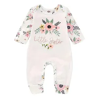 

Baby Girl Clothes Little Sister Newborn Outfit Print Long Sleeve Romper baby girls romper