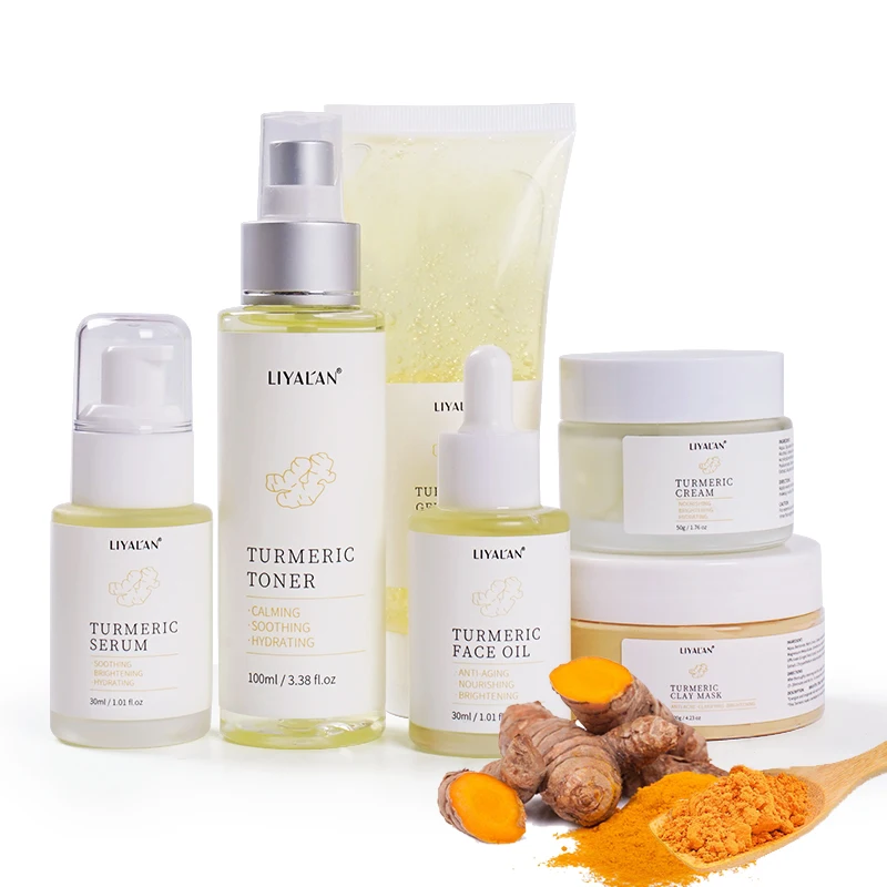 

High Quality Turmeric Facial Skincare Set Private Label Anti Acne Whitening Tumeric Face Skin Care Set Best Selling