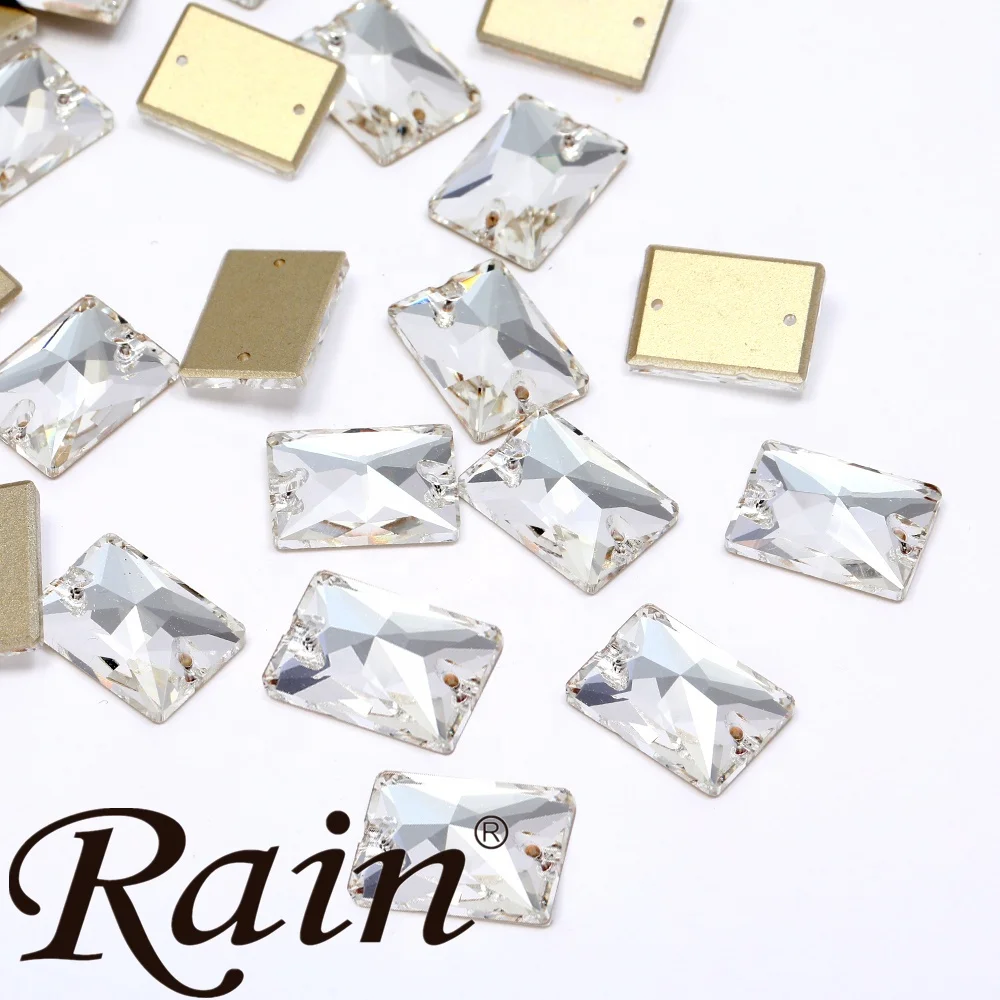 

8mm Wholesale High Quality Flatback Crystal Rectangular Button Sewing On DIY Colored Gemstone Glass Rhinestones For Clothing