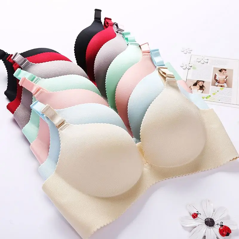 

Free Sample Cheap Thick Sponge Fit Ab Cup And Thin Sponge Fit Bc Cup Nude Solid Color Push Up Seamless Bra Lingerie Underwear, 7 colors