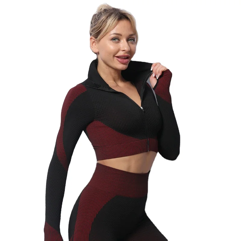 

Quick drying quality Yoga wear jackets Zippered sports jacket for women to gym fitness, 10 colors