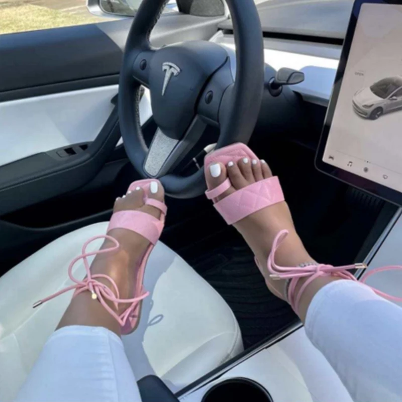 

2021wholesale hot selling women bandage Platform shoes nylon rope Lace Up Platform Summer slides flip-flops slippers sandals