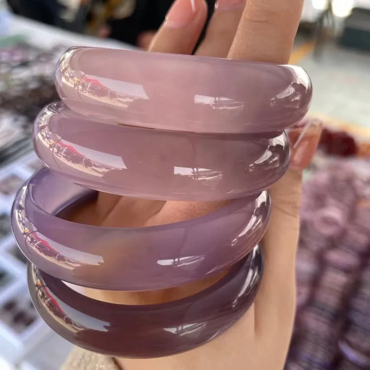 

Jialin jewelry natural stone charm lavender purple real jade bracelet bangle