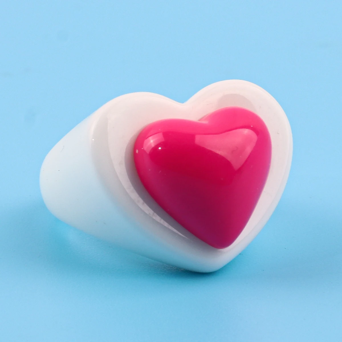 Y2k Popular Street Jewelry Cool Girl Jewelry Resin Love Ring Acrylic Heart White Wedding Bands or Rings Dragon Fruit Color Sweet