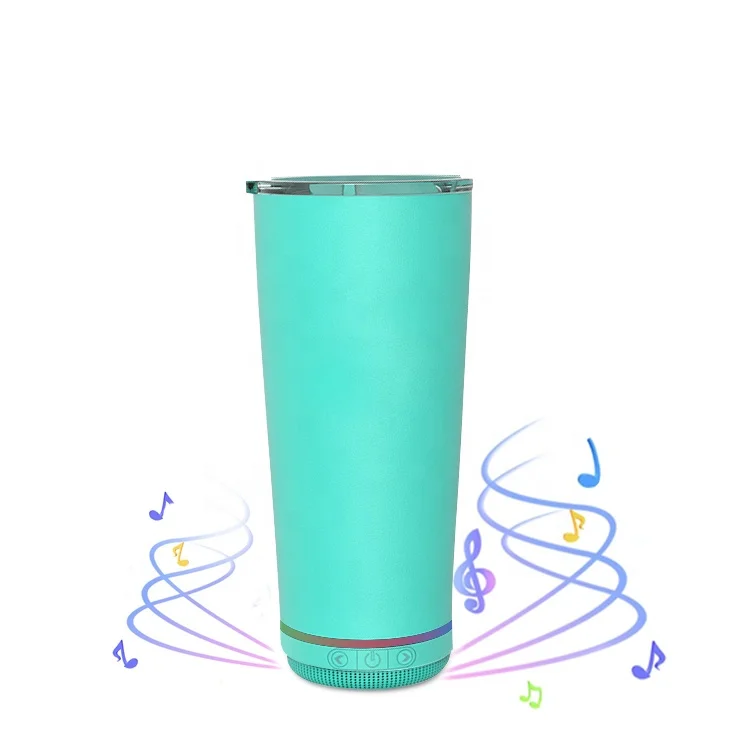 

2021 Portable Outdoor Vacuum Music Cup New Popular Trend Color in Summer 500ml Stainless Steel Blue tooth Tumbler Speaker Cup