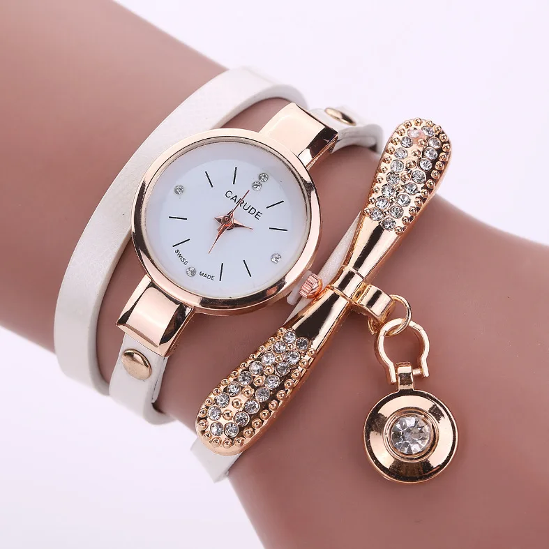 

2021 wholesale Leather ladies wristwatch wrist bracelet Quartz ladies luxury winding watches with diamond