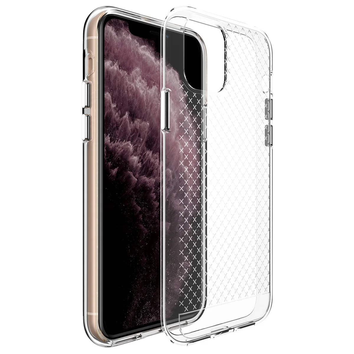 For iPhone 12 Mini 12  Pro/12 Pro Max Germany Material Cross Pattern Thin Clear Crystal Anti Slip TPU Soft Mobile Phone Case