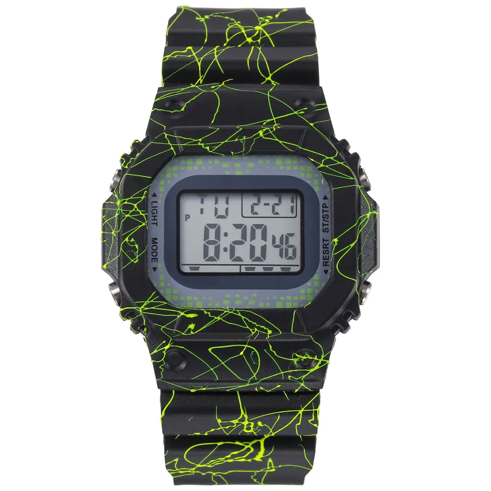 

5034 Cool Luminous Men Sport Watch High-end Silicone Strap Military Wrist Watch Led Calendar Waterproof Digital Watch, 5 color , can oem band and dial