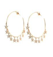 

gold plated gorgeous trendy women jewelry cz star drop charm hoop earring 2019 Christmas gift