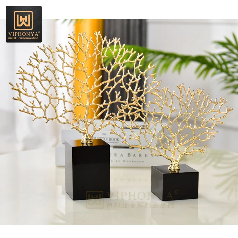 

Modern leaf style gold brass decorating luxury home decoration crafts, Golden