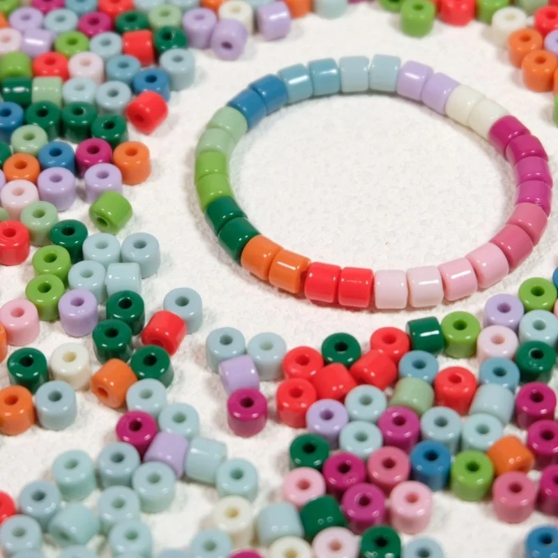 

Factory sell high quality 6mm colorful Cylindrical acrylic beads 50pcs/Bag Acrylic beads for Diy jewelry making